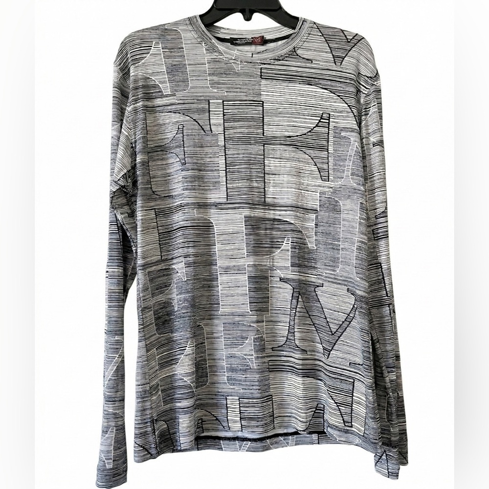 Yashi Yamamuri Made in Italy Abstract Typography Long Sleeve Shirt Size M